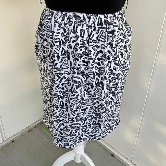 Vintage 80s Abstract Geometric Pattern Black & White Dress & Jacket Matching Set - Picture 7 of 11